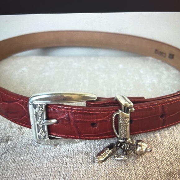 Brighton red leather golf charm medium belt - Picture 3 of 6